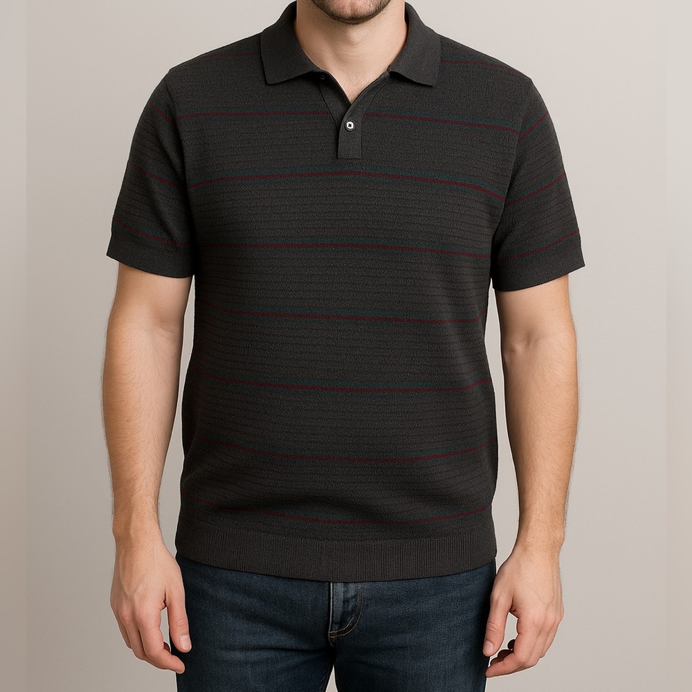 Mr. Turk striped v neck polo - L